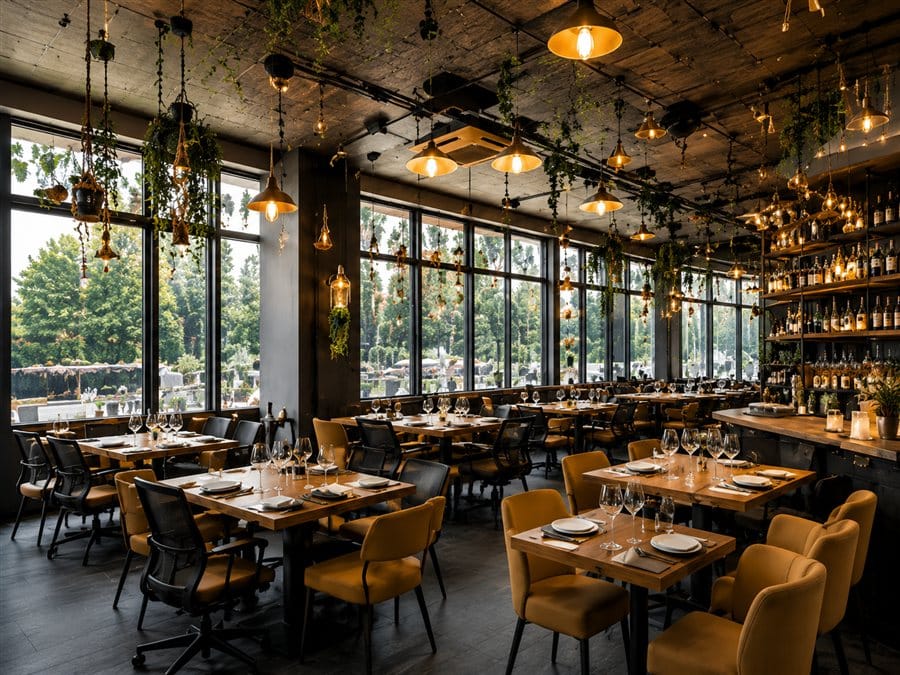 Modern restaurant in Birmingham with commercial air conditioning